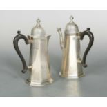 A George V silver two-piece café au lait set,