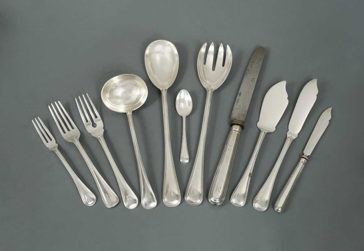 An early 20th century 127-piece set of German metalwares silver cutlery and flatware,