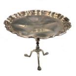 An early 20th century silver miniature tripod wine table,