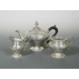 A Victorian silver three-piece tea set,