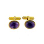 A pair of 9ct gold amethyst cufflinks,