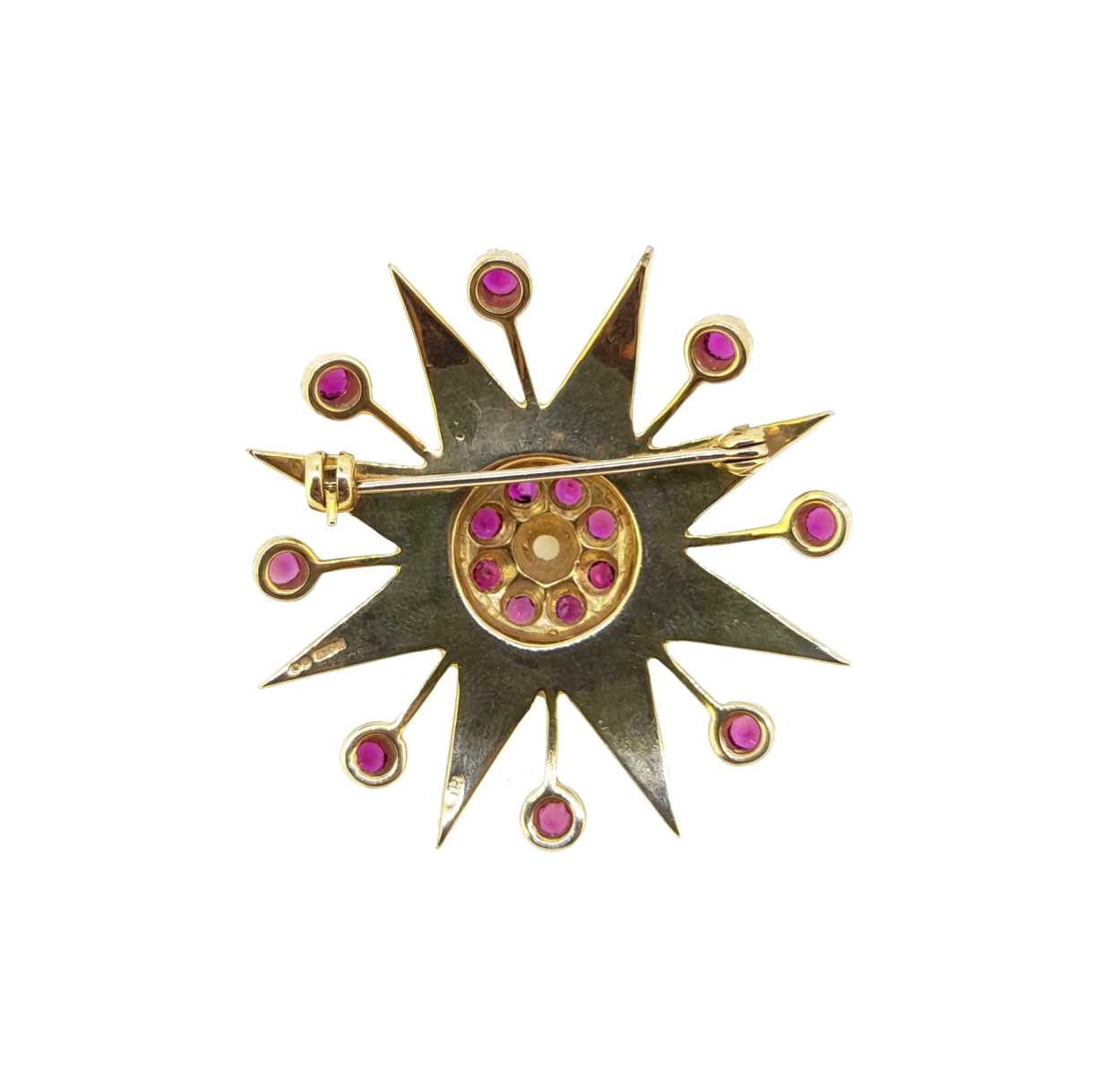 A ruby and pearl star brooch, - Image 2 of 2