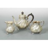 A Victorian silver bachelor's three-piece tea set,