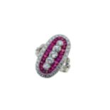 A ruby and diamond plaque ring,
