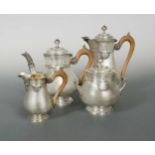 A French metalwares silver four-piece tea and coffee set,