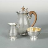 An Edward VII silver harlequin bachelor's three-piece coffee set,