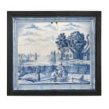 A large Delft blue and white wall plaque,