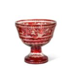 A 19th century Bohemian ruby-flashed pedestal bowl,