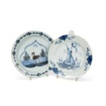 A Bristol delft blue and manganese plate, circa 1730,