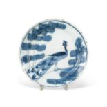 A Bristol delft blue and white 'farmyard' plate, circa 1740,