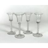 Four George II air twist wine glasses, circa 1750,