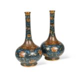 A Pair of Japanese cloisonne bottle vases, late Meiji Period (1868-1912),