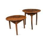 Two elm cricket tables, 19th century,