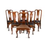 A matched set of six George II style dining chairs, 18th century and later,