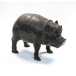 A Chinese bronze standing boar, 19th/early 20th century,
