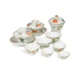 An unusual Chinese porcelain cup set and cover, late Qing Dynasty, circa 1890,