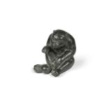 A Japanese bronze seated ape, late Meiji Period circa 1900,