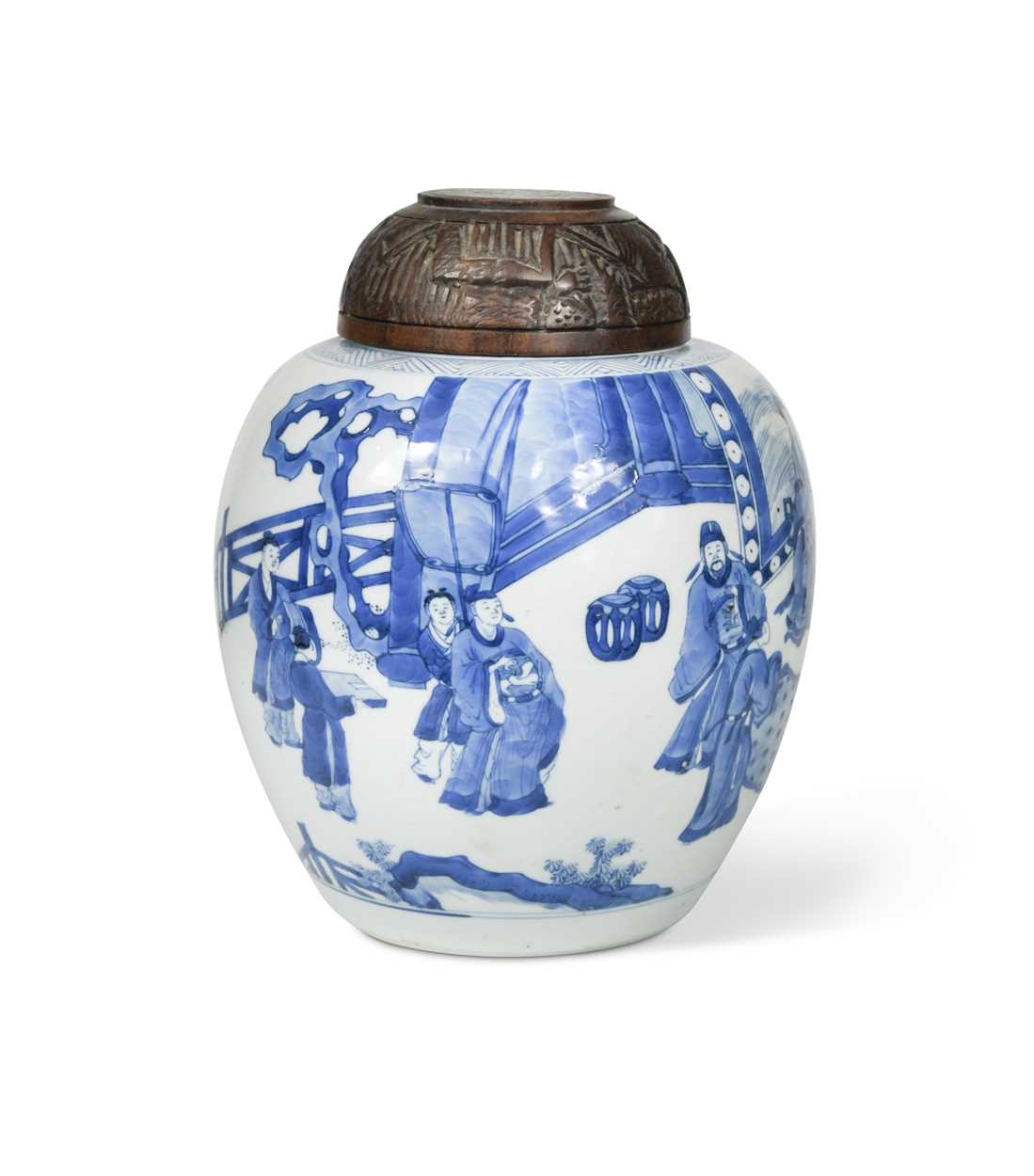 A Chinese blue and white ginger jar, Qing Dynasty, Kangxi (1662-1722),