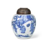 A Chinese blue and white ginger jar, Qing Dynasty, Kangxi (1662-1722),
