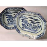 A pair of Chinese blue and white export dishes, Qianlong (1735-1796),