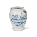 A London delft blue and white wet drug jar, circa 1750,