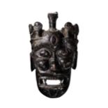 A rare and important carved wood mask of Krodha, Southern Tibet,