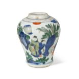 A Chinese wucai porcelain baluster vase, Transitional Period, 17th century,