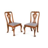 A pair of George II mahogany side chairs,