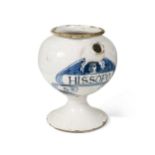 A London delft blue and white wet drug jar, circa 1700,