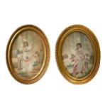 A pair of Regency silk embroideries,