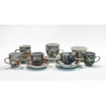 A group of five Chinese and Japanese tea and coffee cups and saucers, 18th/19th century,