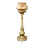 A Royal Worcester blush ivory jardinière and pedestal, circa 1890,