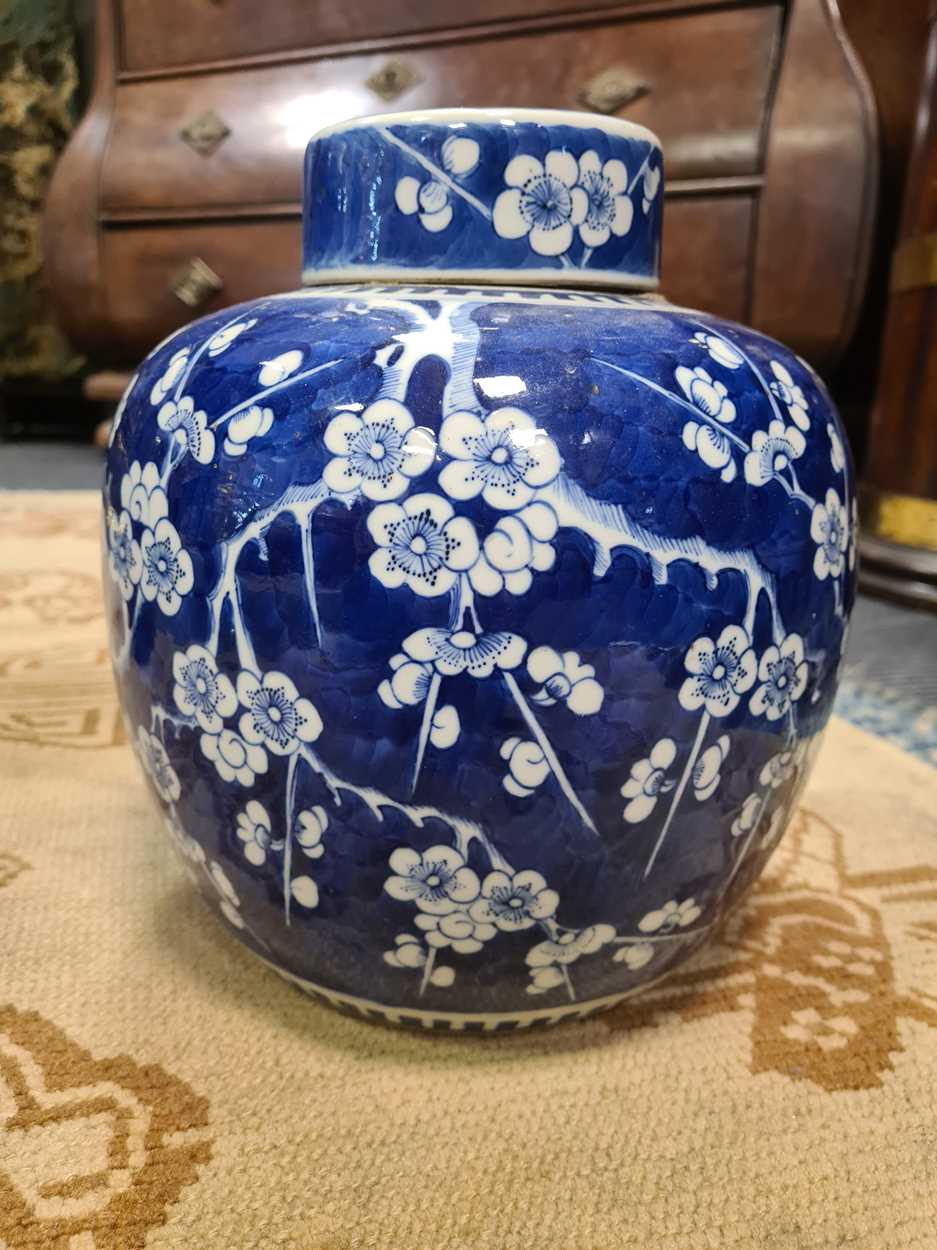 A Chinese blue and white porcelain ginger jar and cover, Qing Dynasty, 19th century, - Bild 17 aus 18