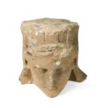 A carved sandstone female head, possibly French, 18th or 19th century,