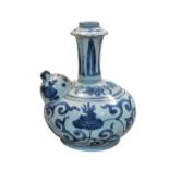 A Chinese blue and white porcelain kendi, late Ming Dynasty, circa 1600-1650,