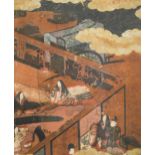 Japanese Tosa School, a set of three paintings of Heian Courtiers, late Edo period,