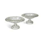 A pair of glass pedestal bowls, possibly Irish,