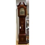An Edwardian inlaid mahogany chiming longcase clock,