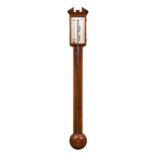 A George III mahogany stick barometer, early 19th century,