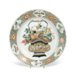 A Chinese famille verte porcelain dish, Qing Dynasty, Kangxi (1662-1722),