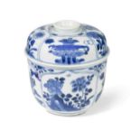 A Chinese blue and white bowl and cover, Qing Dynasty, Kangxi (1662-1722),