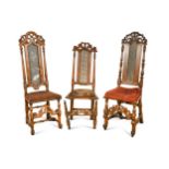 Three cane back chairs, late 17th century,