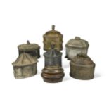 Six lead tobacco boxes, 19th century,