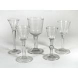 A group of five George II drinking glasses, circa 1750-60,