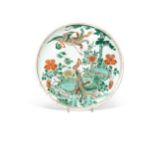 A Chinese famille verte porcelain phoenix dish, Qing Dynasty, Kangxi (1662-1722),