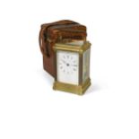 A French brass carriage clock, 19th century,