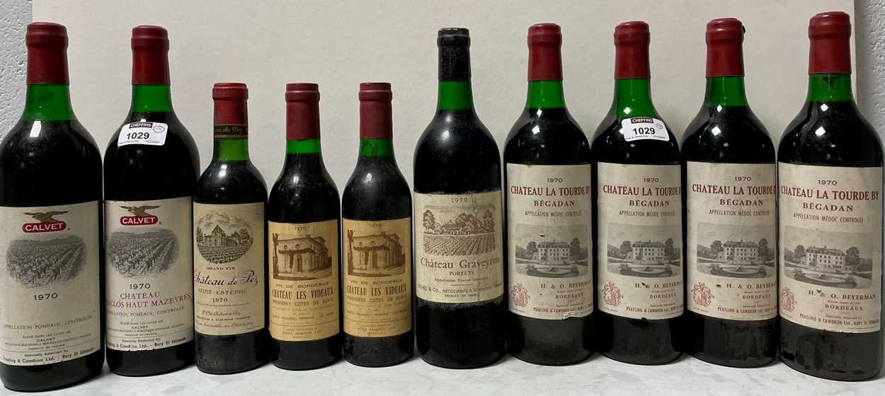 Mixed older clarets. Chateau L'Enclos Haut Mazeyres, Calvet, Pomerol 1970, 1 bottle; another