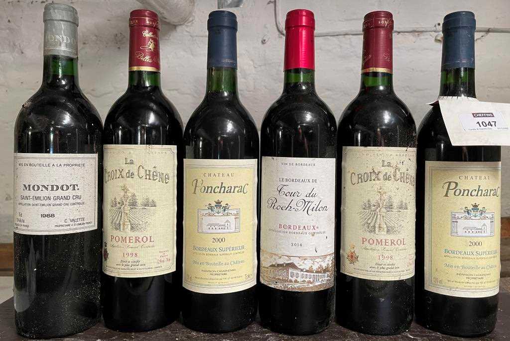 Mixed Bordeaux, 12 bottles. Chateau Mondot, St Emilion Grand Cru 1988 ...