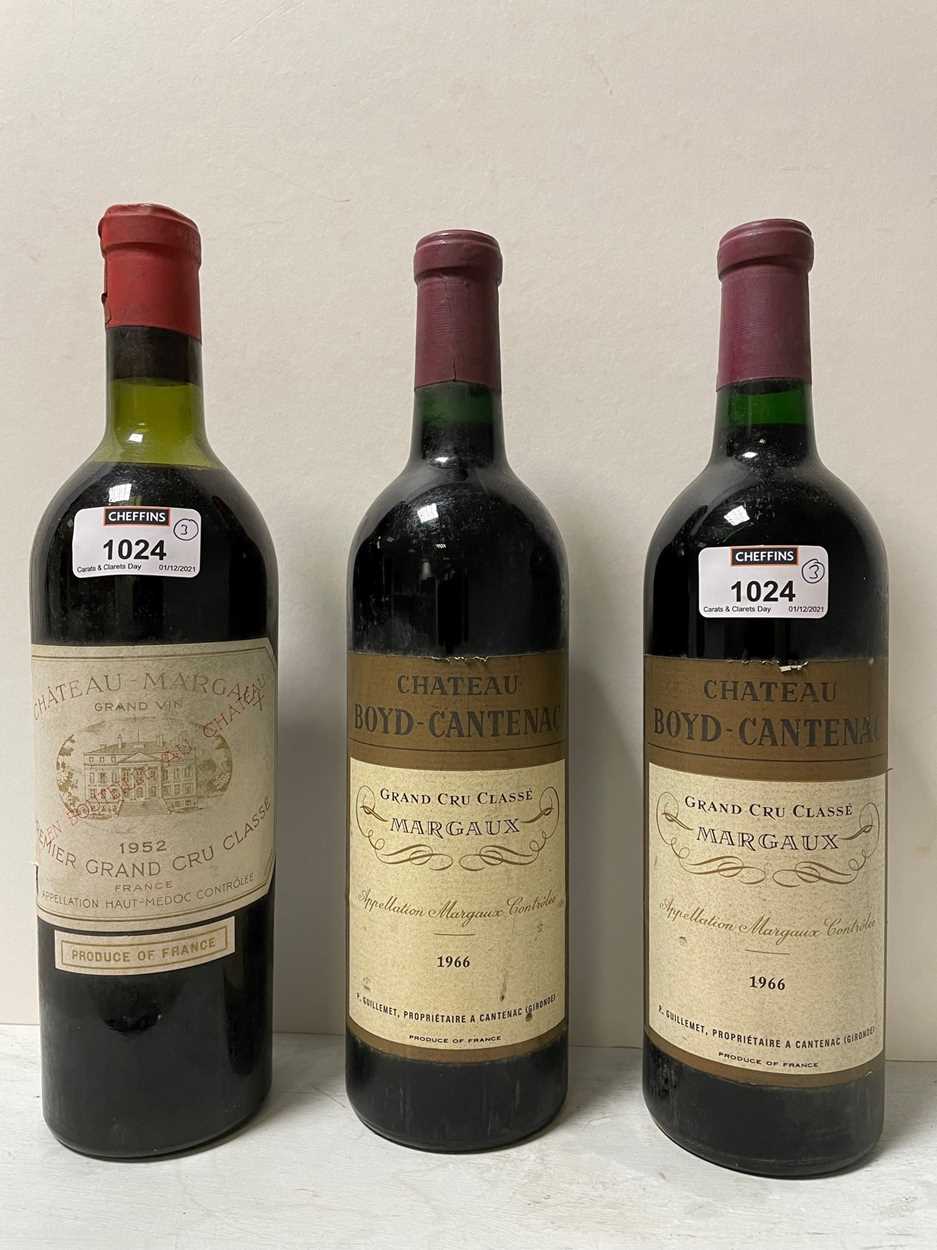 Chateau Margaux, Margaux 1er Cru 1952, 1 bottle, level upper shoulder; Chateau Boyd Cantenac,