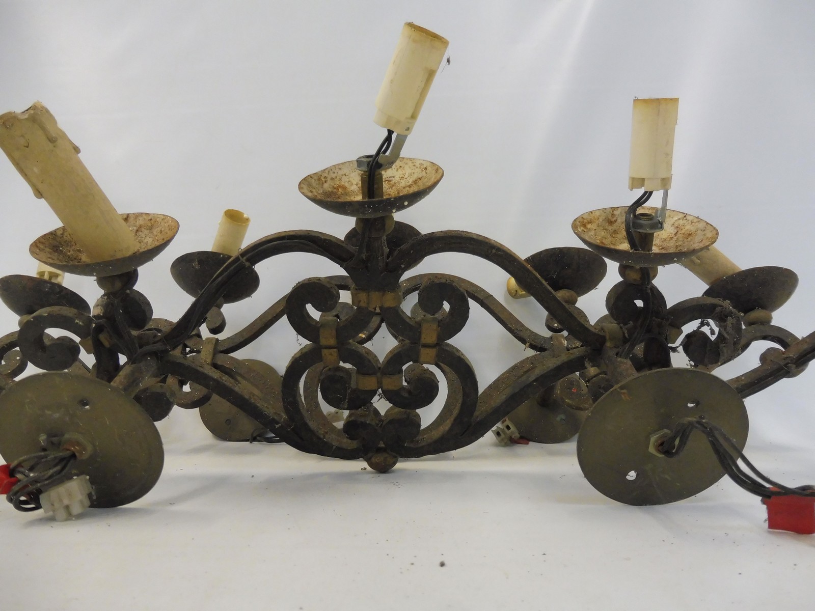 A pair of five branch wrought iron wall lights. - Image 5 of 5